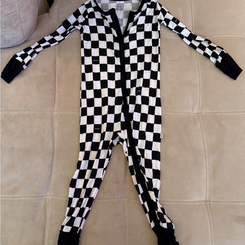Little Sleepies Zippy Black and White Checkered